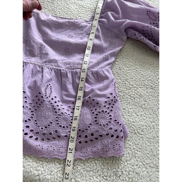 Walter Baker Novalee Top Lavender Eyelet Square Neck Short Puff Sleeve - Picture 15 of 16